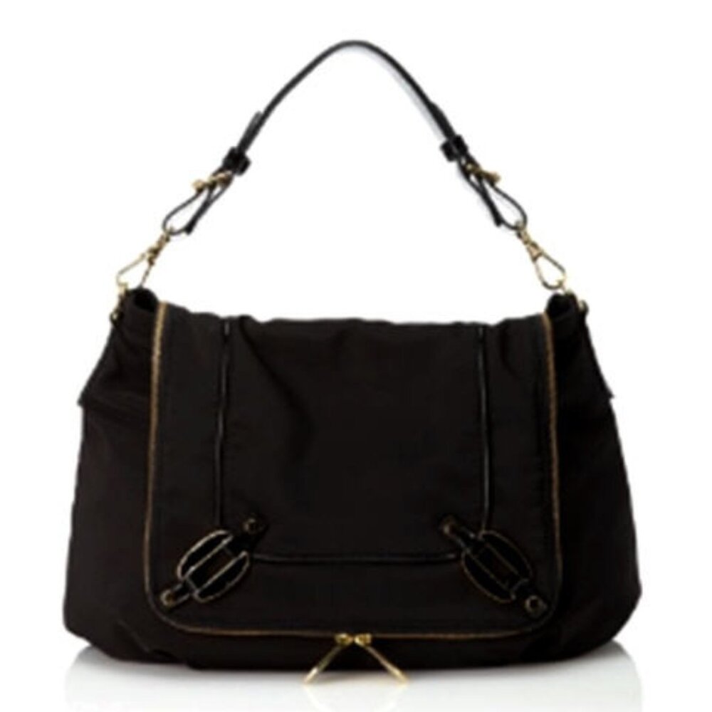 Treesje Black Meridian Front Flap Hobo & Dust Bag Nwt